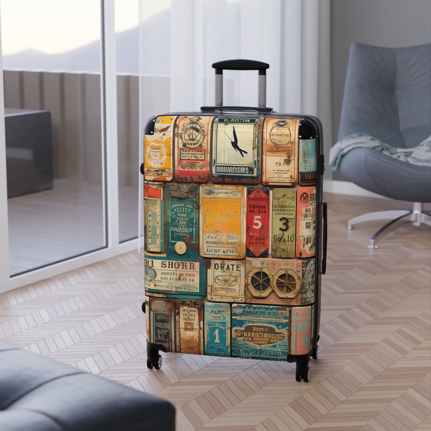 Vintage Travel Suitcase - Perfect for Adventure Lovers, Gift for Travelers, Bohemian Luggage, Unique Design, Retro Style