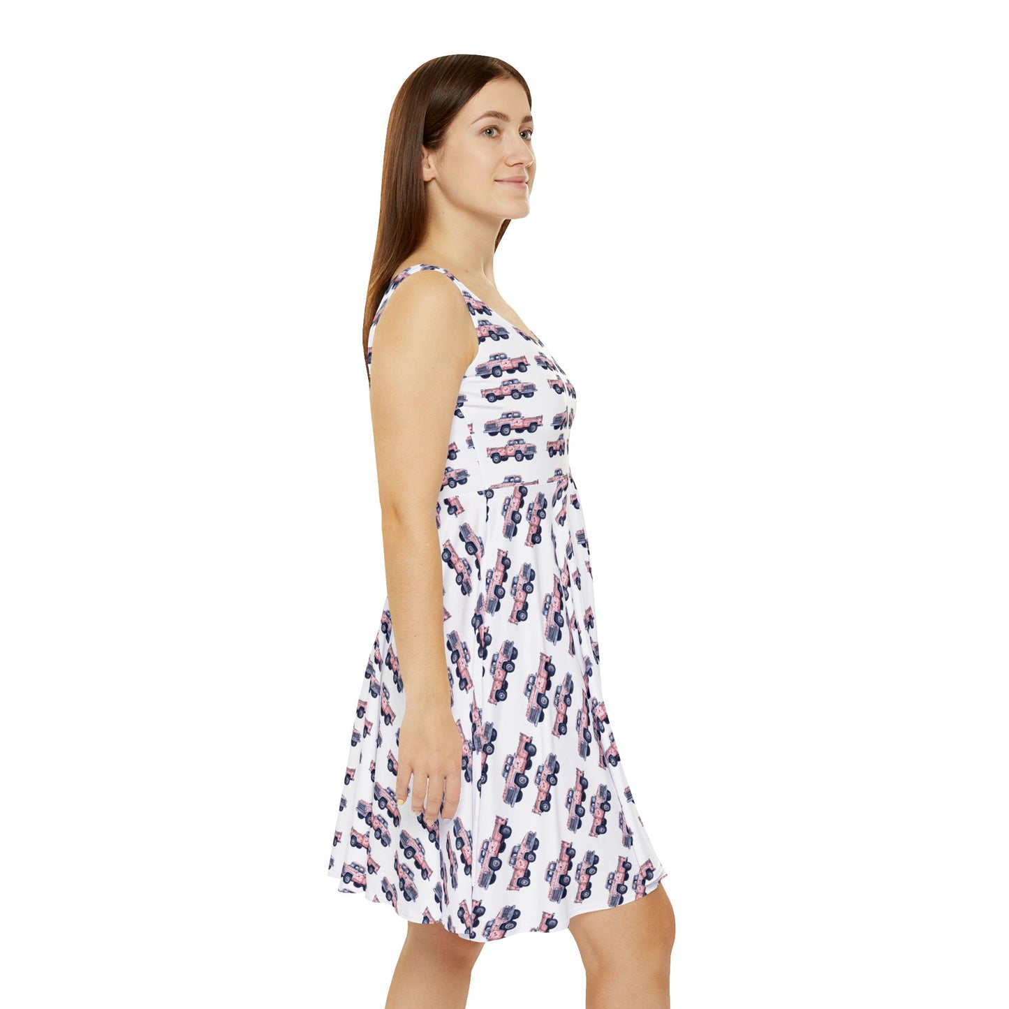 Vintage Car Print Women's Skater Dress - Fun & Playful Summer Outfit
