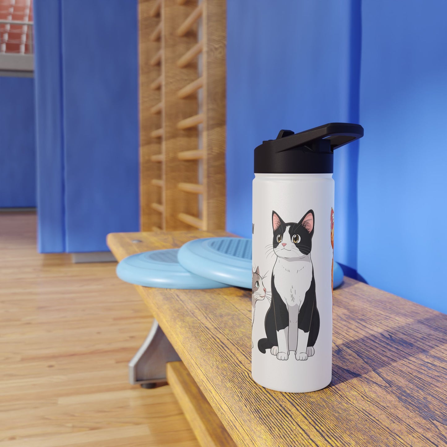 Whimsical Cat-Themed Stainless Steel Water Bottle, Pet Lover Gift, Travel Hydration, Cute Animal Design, Everyday Use