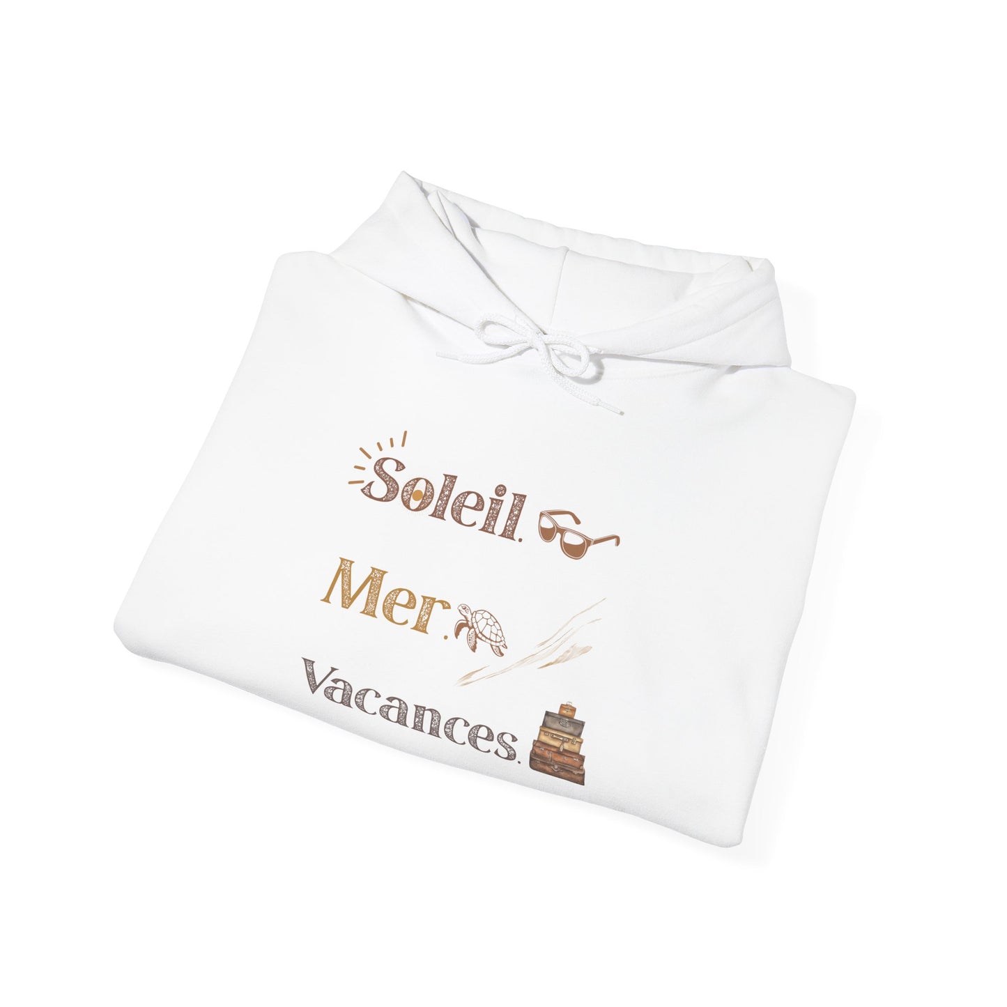 Soleil Mer Vacances Hoodie - Relaxing Beach Vibes Sweatshirt for Summer Getaways