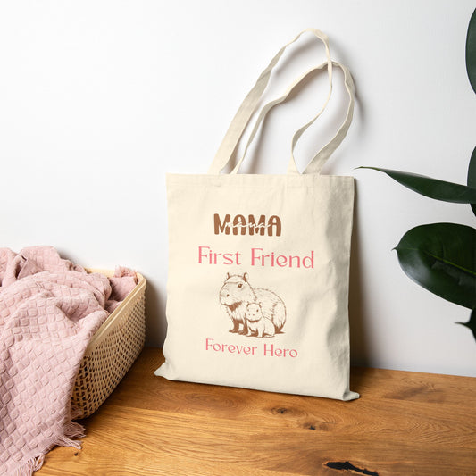 Mama First Friend Forever Hero Cotton Canvas Tote Bag