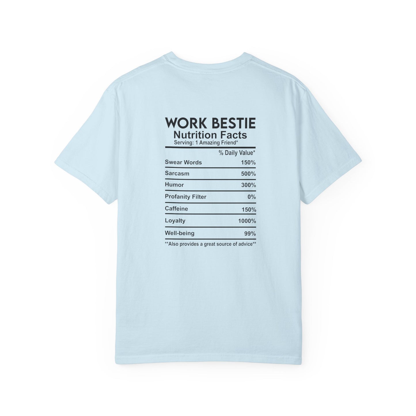 Bestie Nutrition Facts T-Shirt – Cute Work Bestie Gift for Her, Funny Best Friend Shirt, Double-Sided Graphic Tee, Unisex Comfort Fit