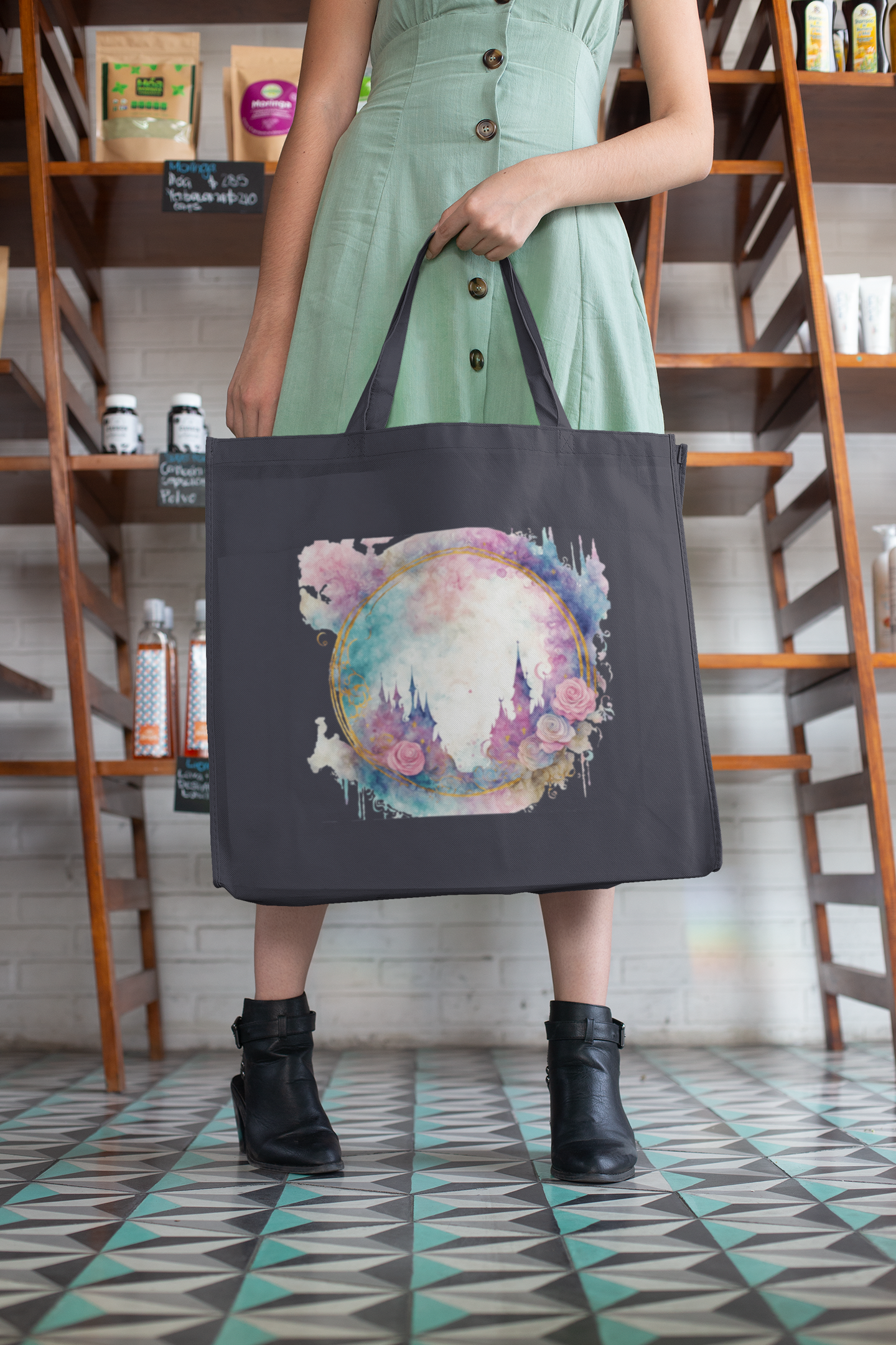 Bohemian Floral Tote Bag, Canvas Bag for Eco-Friendly Shopping, Gift for Her/Him, Beach Bag, Art Tote, Earth Day Essentials