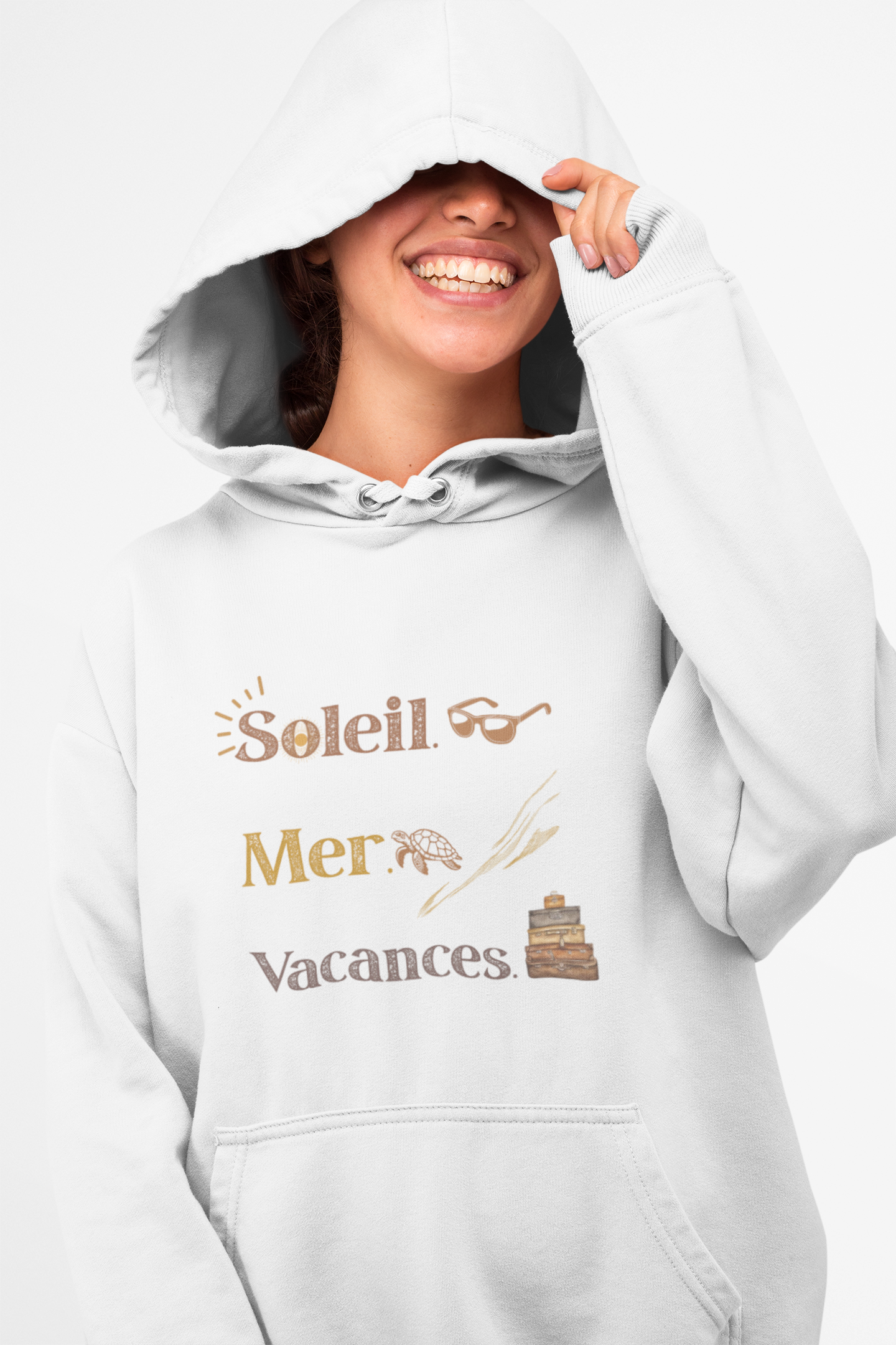 Soleil Mer Vacances Hoodie - Relaxing Beach Vibes Sweatshirt for Summer Getaways