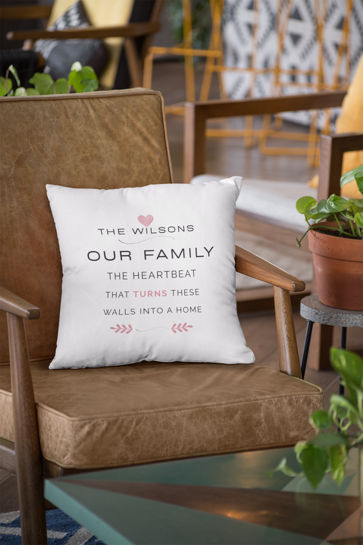 Custom Family Name White Throw Pillow – Personalized Home Decor with Last Name | Cozy Farmhouse Accent, Wedding Gift, Housewarming Keepsake