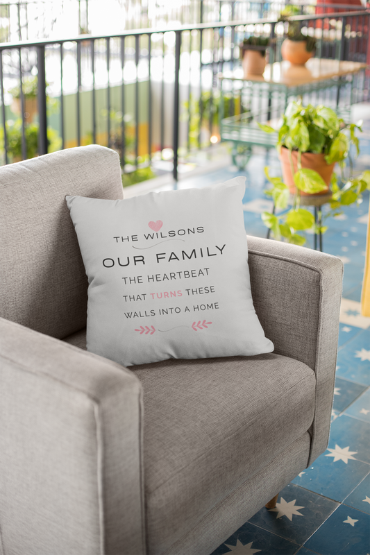 Custom Family Name Gray Throw Pillow – Personalized Home Decor with Last Name | Cozy Farmhouse Accent, Wedding Gift, Housewarming Keepsake