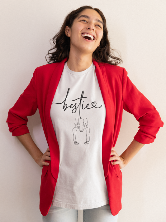 Bestie Nutrition Facts T-Shirt – Cute Work Bestie Gift for Her, Funny Best Friend Shirt, Double-Sided Graphic Tee, Unisex Comfort Fit