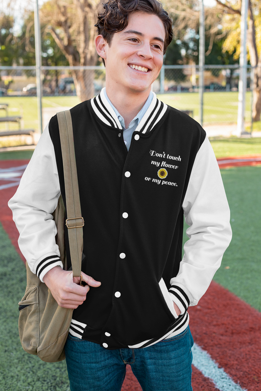 Unisex Letterman Jacket – Cute Cat & Sunflower Design | Trendy Fit | Perfect Gift for Teens & Cat Lovers