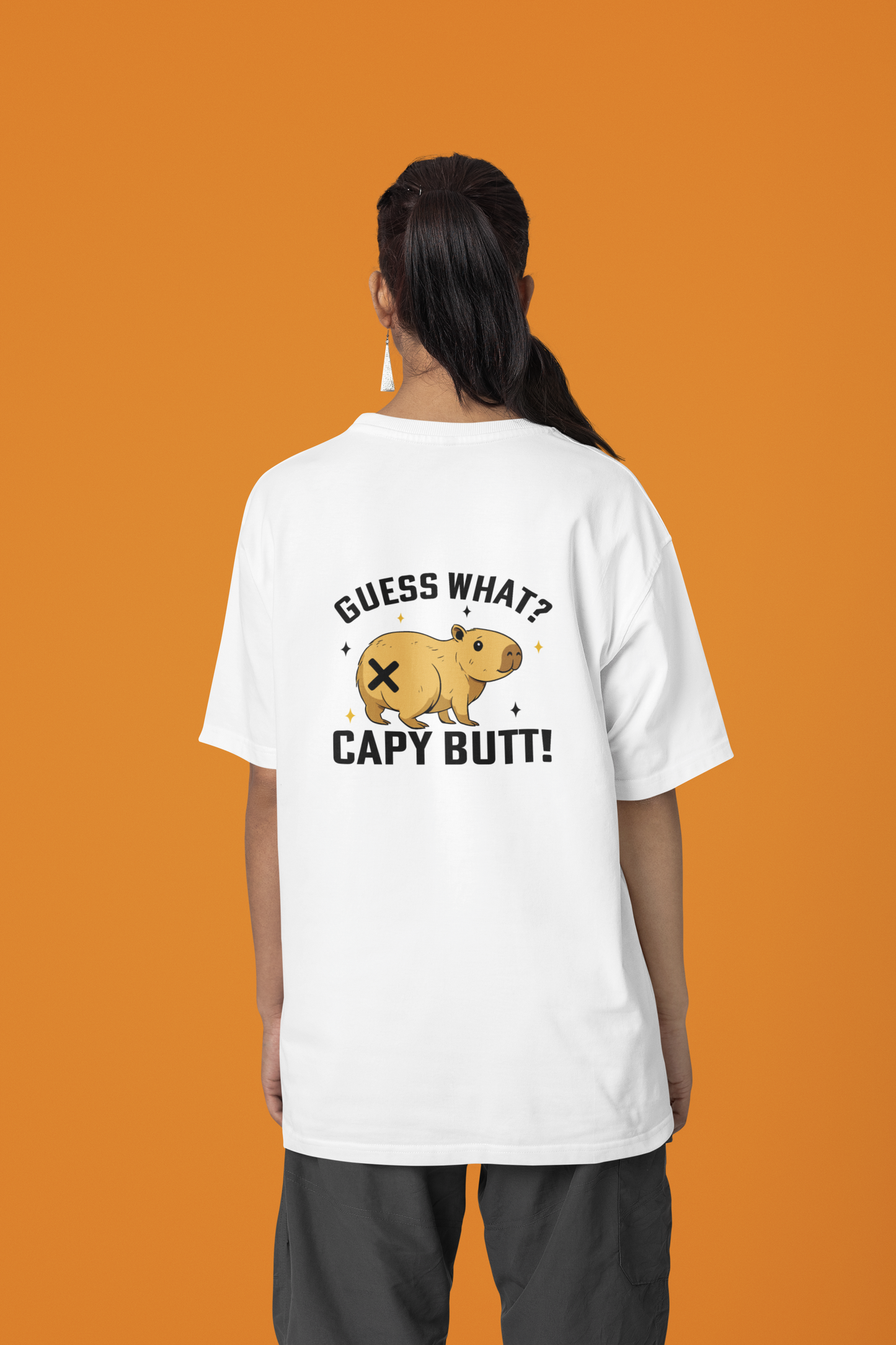 Capybara T-Shirt Guess What Capy Butt Graphic Tee Funny Animal Shirt Cute Capybara Shirt for Teens and Adults