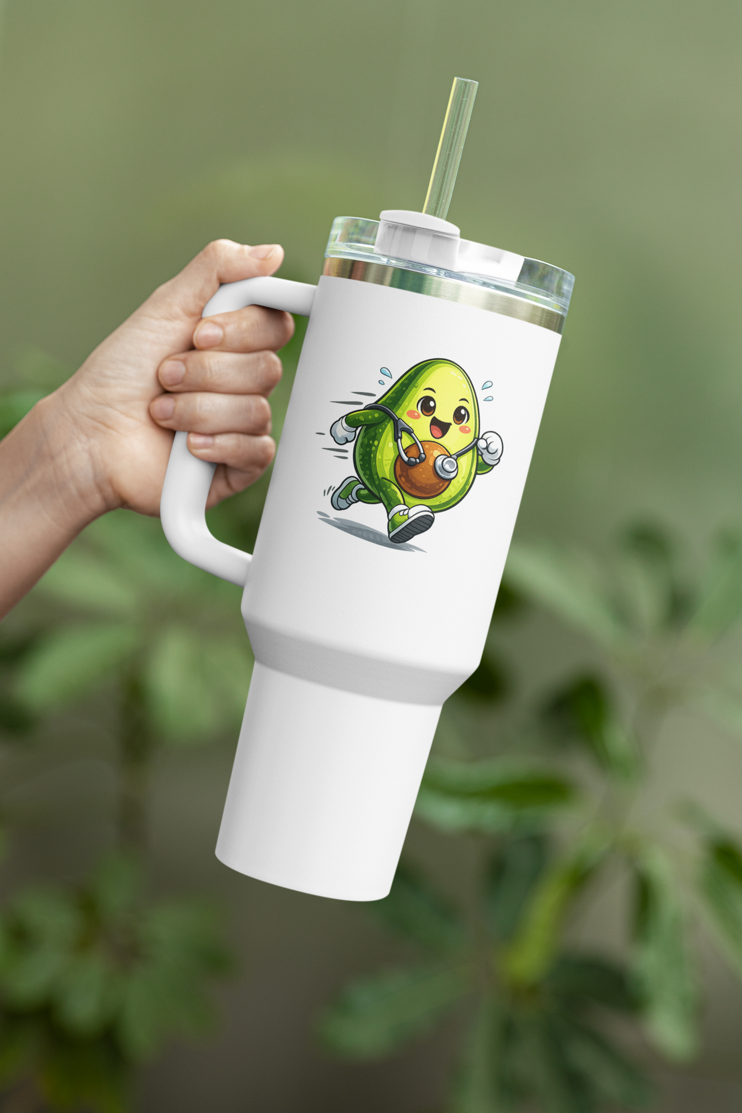 40oz Avocado Runner Tumbler – Cute Fitness Avocado Travel Mug for Vet, Animal Lovers, and Coffee Lovers