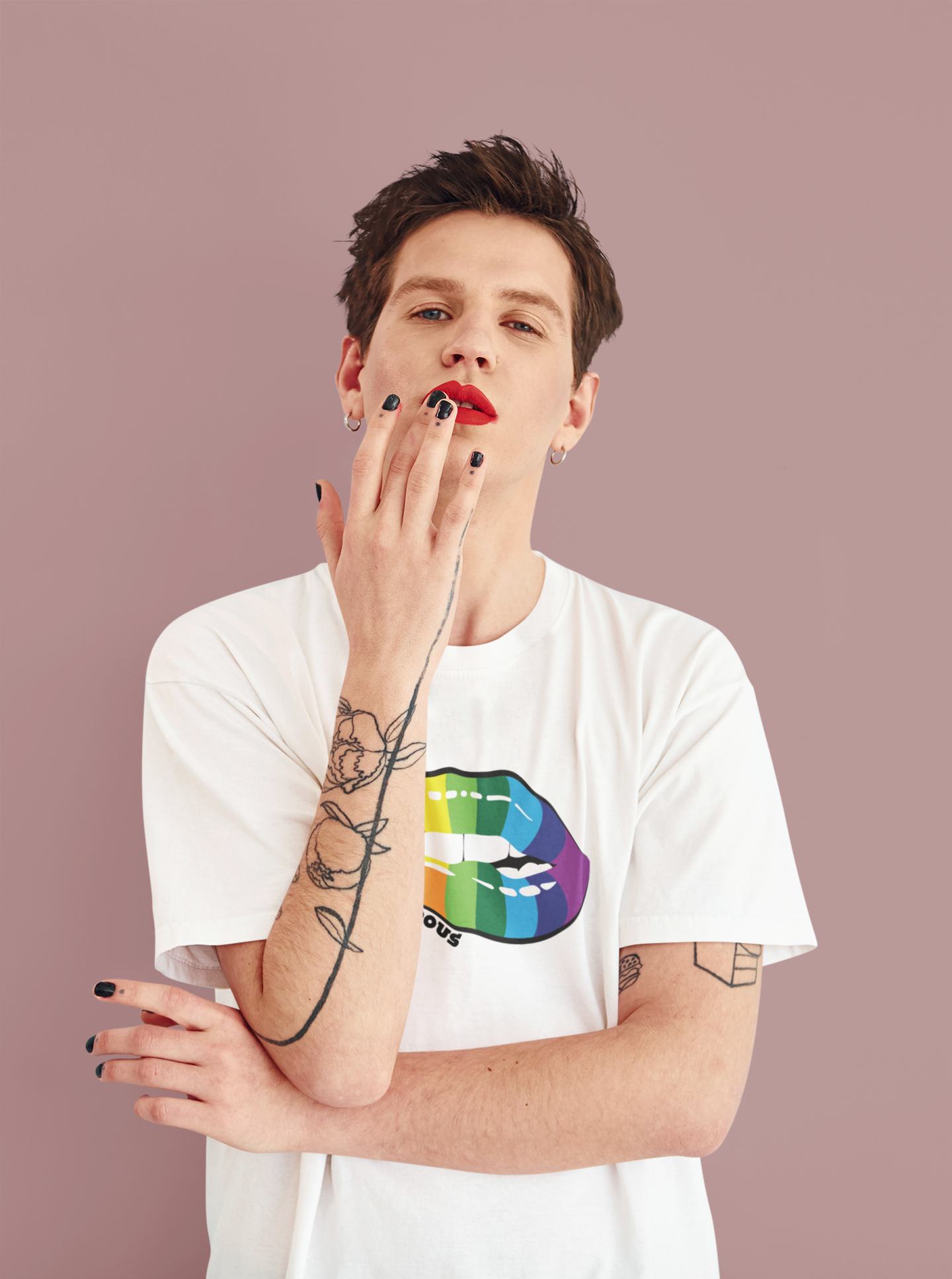 Dangerous Rainbow Lips T-Shirt — Pride Graphic Tee, LGBTQ+ Pride Shirt, Vintage Style Rainbow Lip Shirt for Men & Women