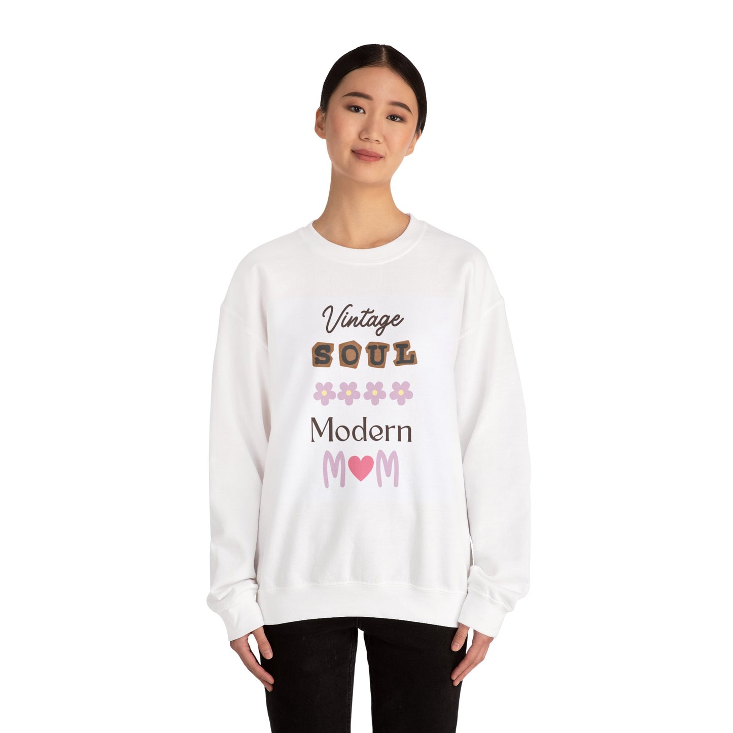 Vintage Soul Modern Mom Crewneck Sweatshirt | Unisex Heavy Blend™ | Cozy Gift for Moms