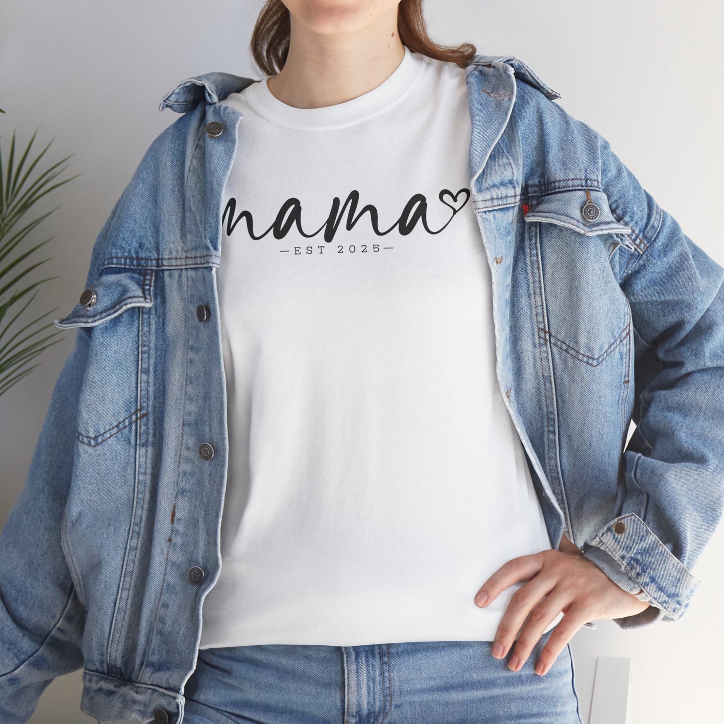 Mama Love Heavy Cotton Tee - Perfect Gift for Moms, Heartfelt Design, Established 2023 / Customisable