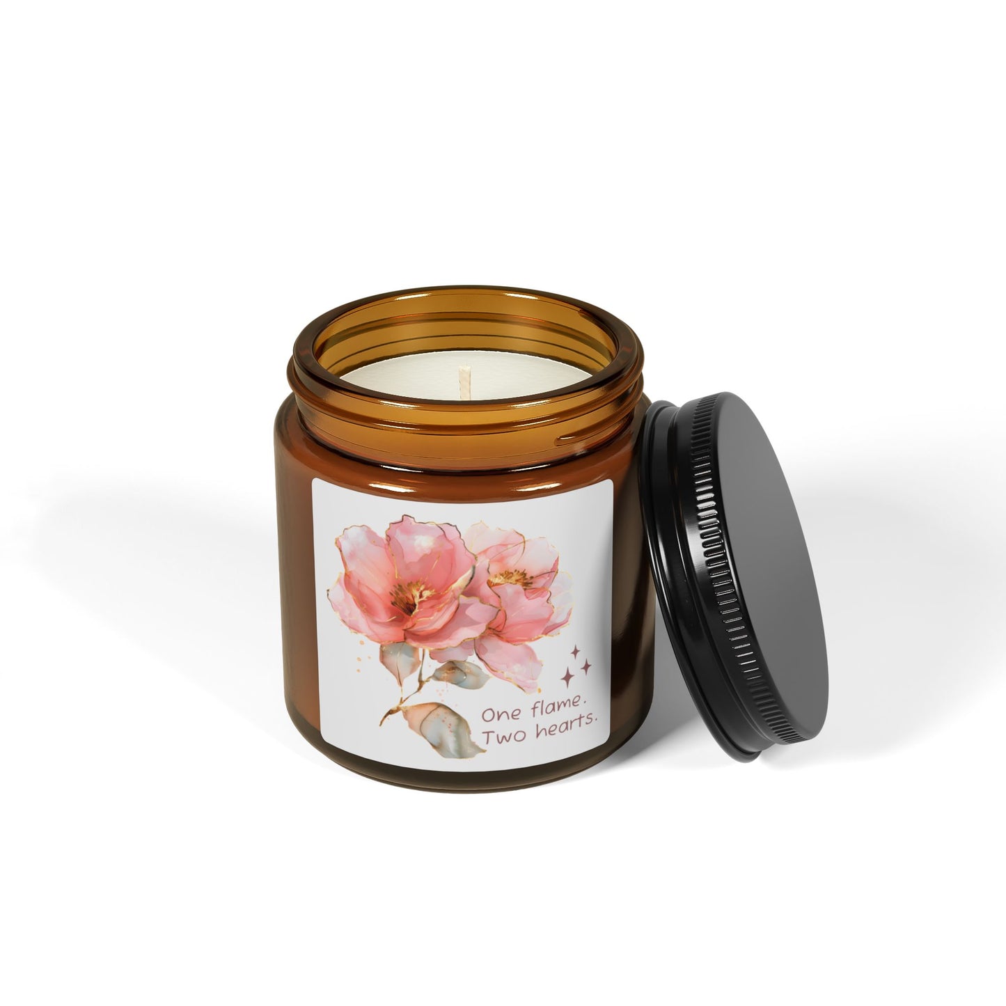 Elegant Floral Scented Soy Candle - Eco-Friendly Amber Jar, Aromatherapy Gift, Home Decor, Relaxation, Gift for couple