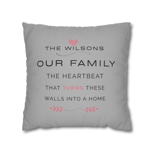 Custom Family Name Gray Throw Pillow – Personalized Home Decor with Last Name | Cozy Farmhouse Accent, Wedding Gift, Housewarming Keepsake