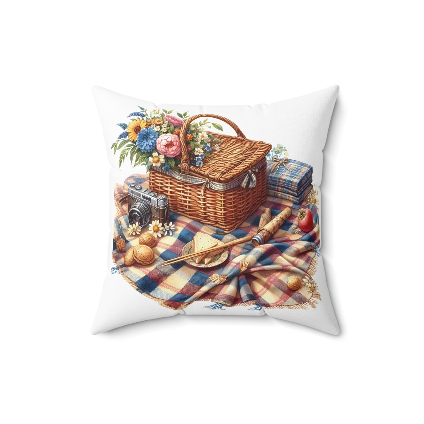 Picnic Vibes Decorative Pillow, Cozy Home Decor, Farmhouse Cushion, Outdoor Picnic Style, Gift for Nature Lovers, Summer Decor