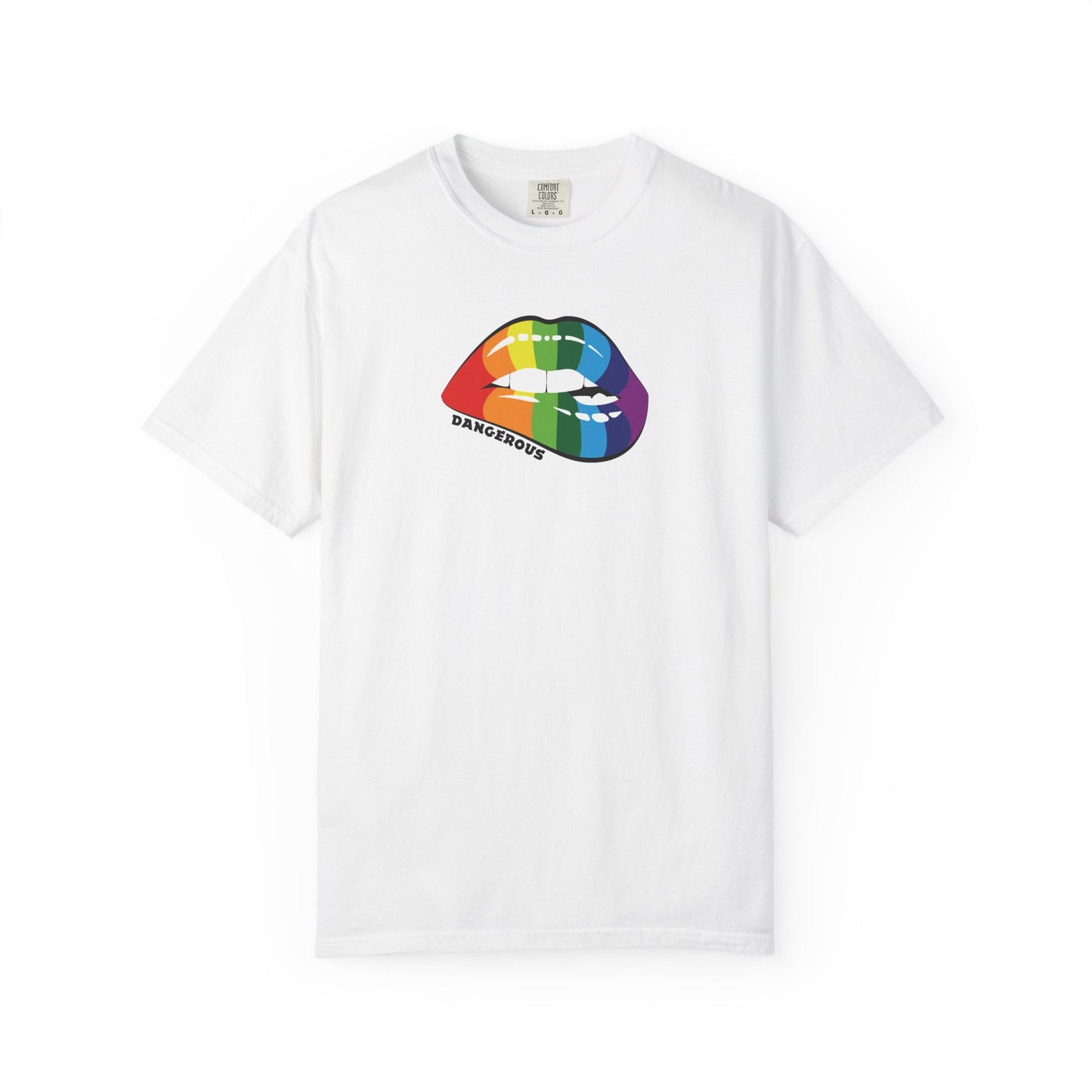Dangerous Rainbow Lips T-Shirt — Pride Graphic Tee, LGBTQ+ Pride Shirt, Vintage Style Rainbow Lip Shirt for Men & Women