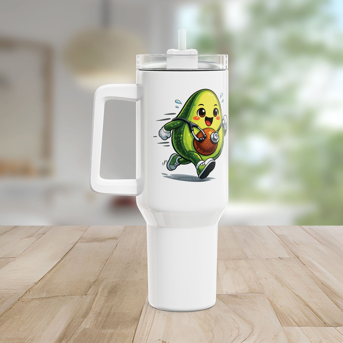 40oz Avocado Runner Tumbler – Cute Fitness Avocado Travel Mug for Vet, Animal Lovers, and Coffee Lovers