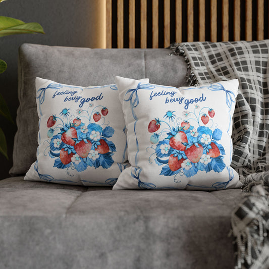 Vibrant Floral Pillowcase, Feeling Busy Good, Home Decor, Gift, Spring Celebration, Fruit Design, Couch Cushion