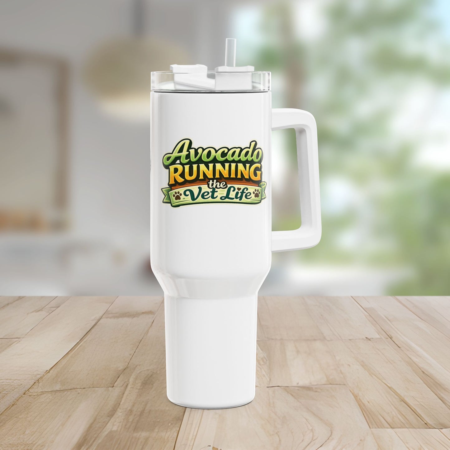 40oz Avocado Runner Tumbler – Cute Fitness Avocado Travel Mug for Vet, Animal Lovers, and Coffee Lovers