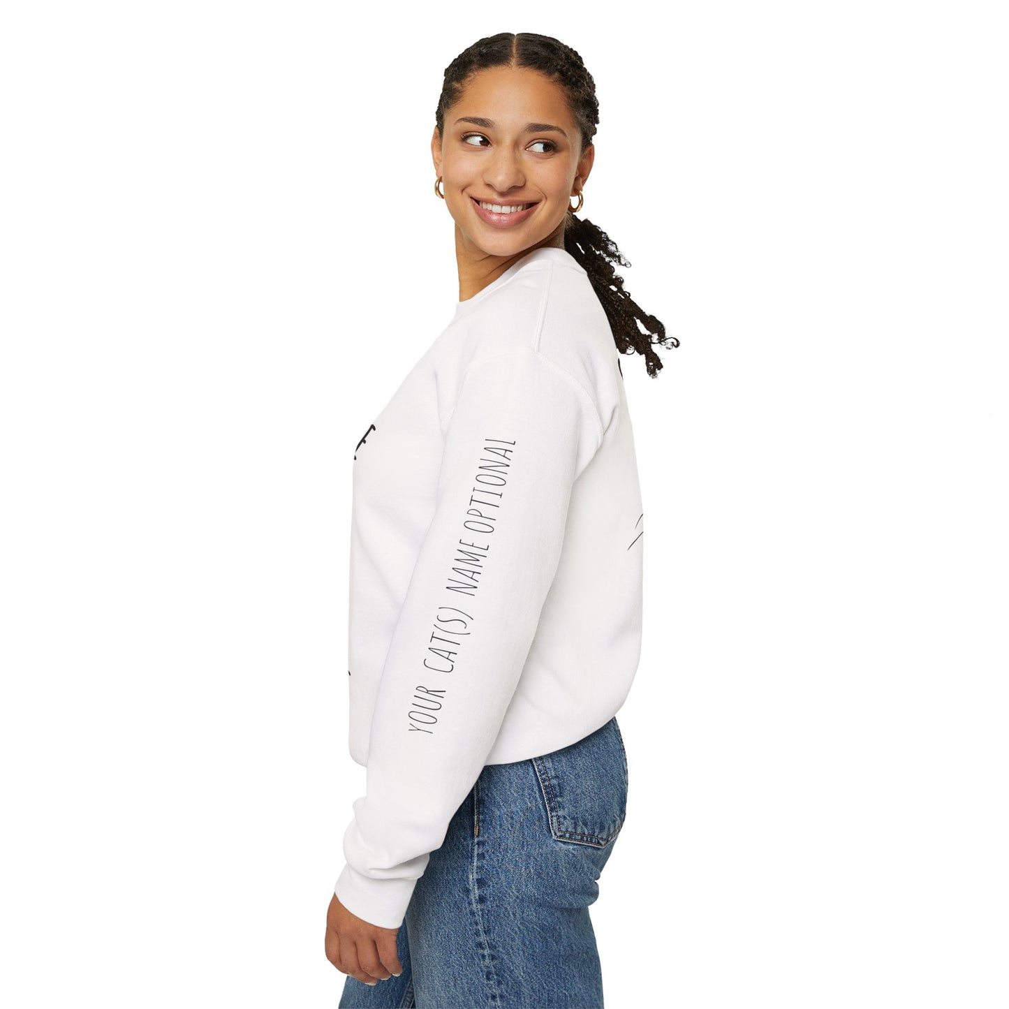 Funny Cat Mom Sweatshirt – “Hang On, Let Me Overthing This”, Personalized Cat Name Sleeve | Cozy Women’s Crewneck
