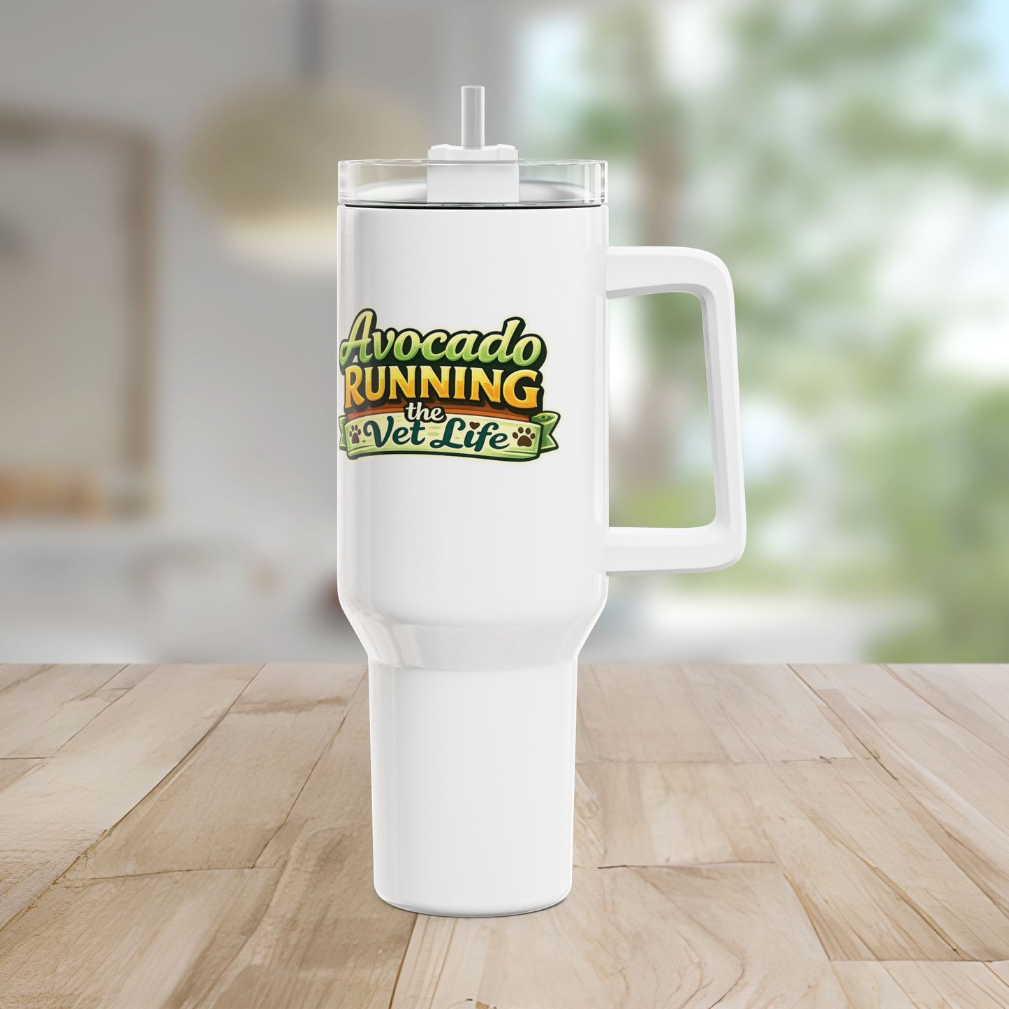 40oz Avocado Runner Tumbler – Cute Fitness Avocado Travel Mug for Vet, Animal Lovers, and Coffee Lovers