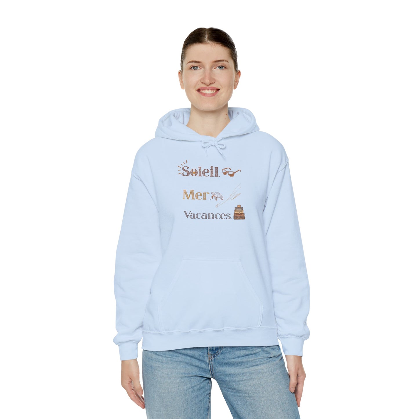 Soleil Mer Vacances Hoodie - Relaxing Beach Vibes Sweatshirt for Summer Getaways