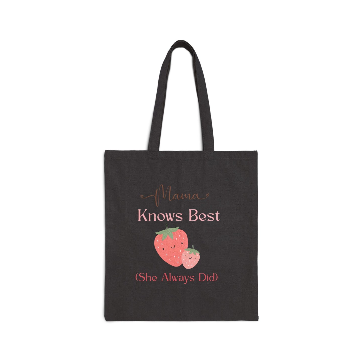 Mama Knows Best Strawberry Tote Bag - Eco-Friendly Cotton Canvas for Mother's Day and Everyday Use