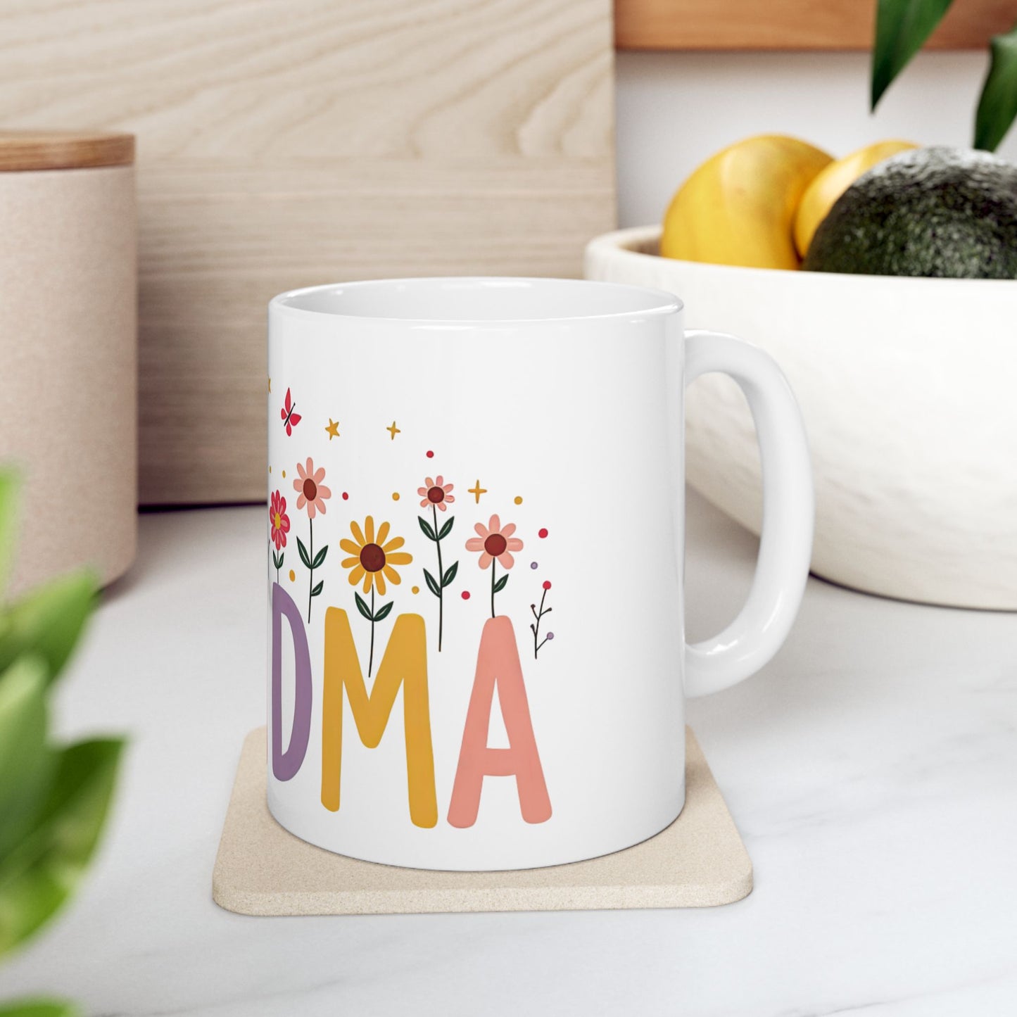 Flowered Grandma Ceramic Mug - Perfect Gift for Mother's Day or Birthdays