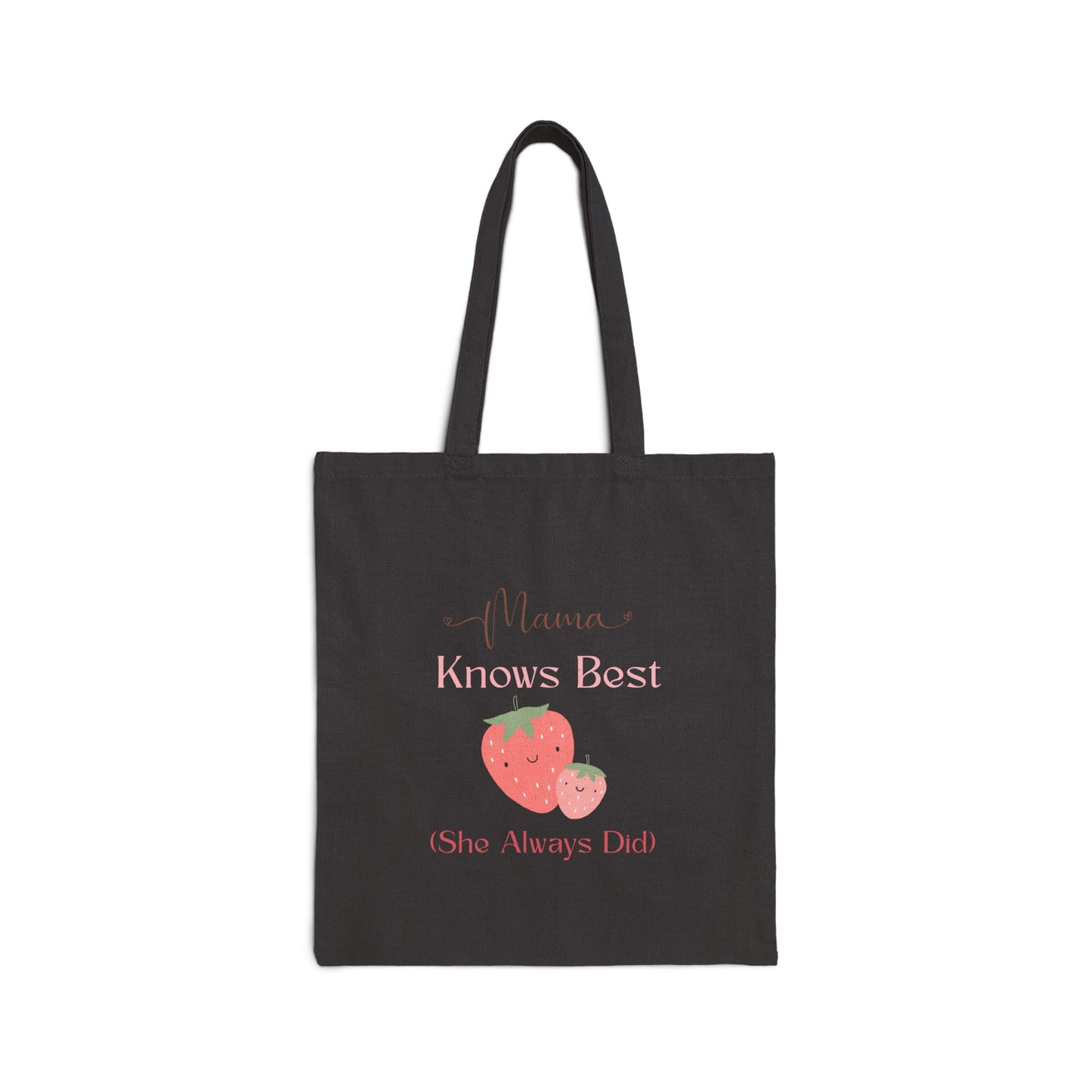 Mama Knows Best Strawberry Tote Bag - Eco-Friendly Cotton Canvas for Mother's Day and Everyday Use