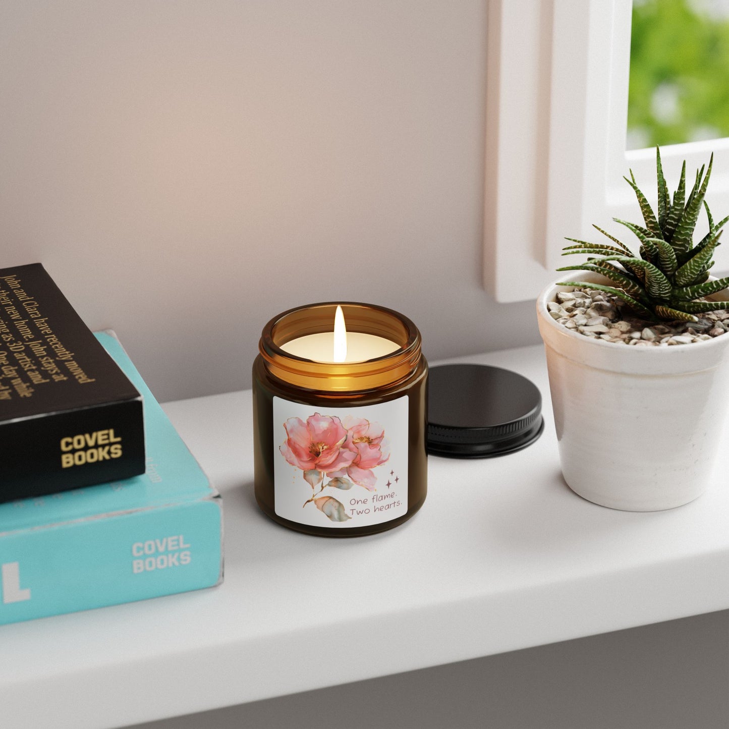 Elegant Floral Scented Soy Candle - Eco-Friendly Amber Jar, Aromatherapy Gift, Home Decor, Relaxation, Gift for couple