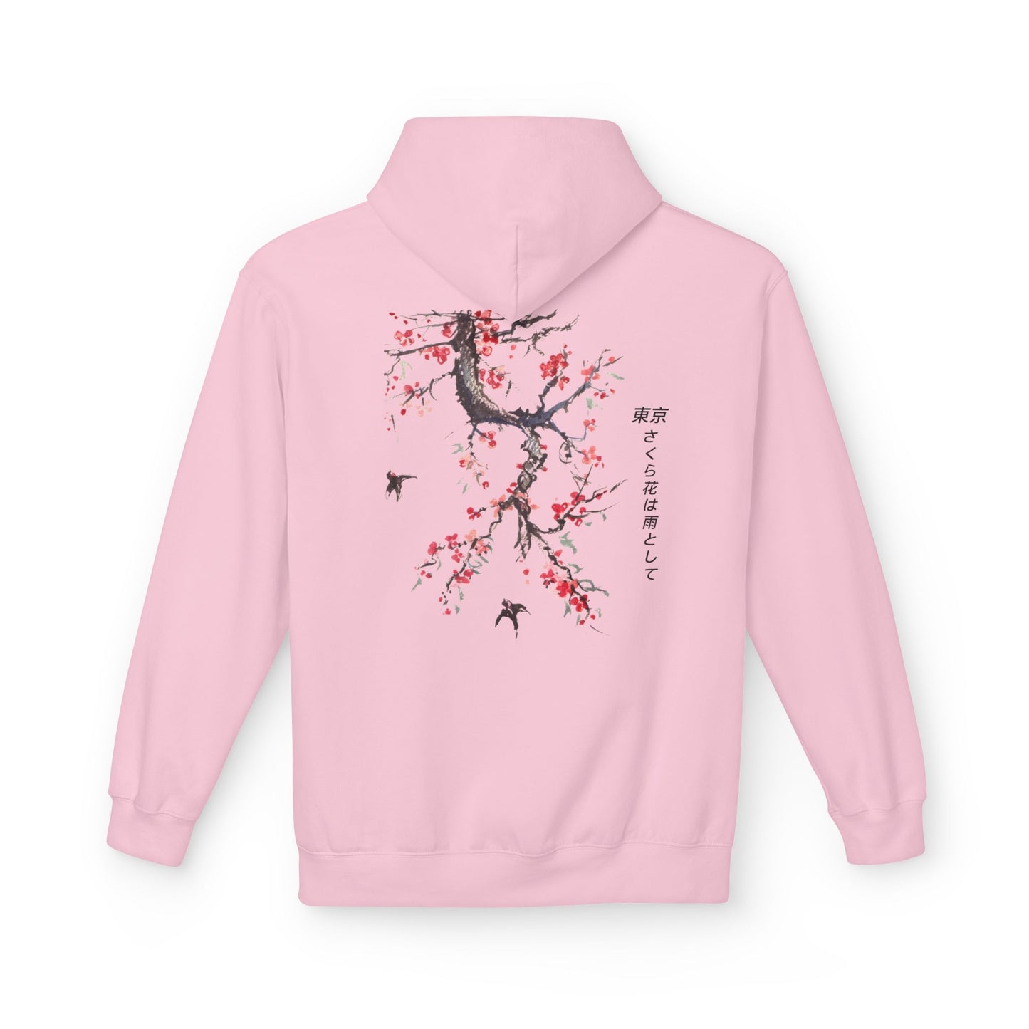 Customizable Japanese Style T-Shirt | Tokyo Sakura Vertical Poetic Design | Cherry Blossom Art