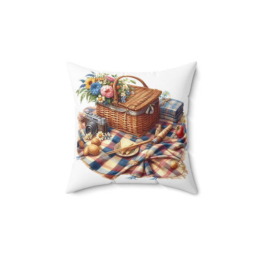 Picnic Vibes Decorative Pillow, Cozy Home Decor, Farmhouse Cushion, Outdoor Picnic Style, Gift for Nature Lovers, Summer Decor