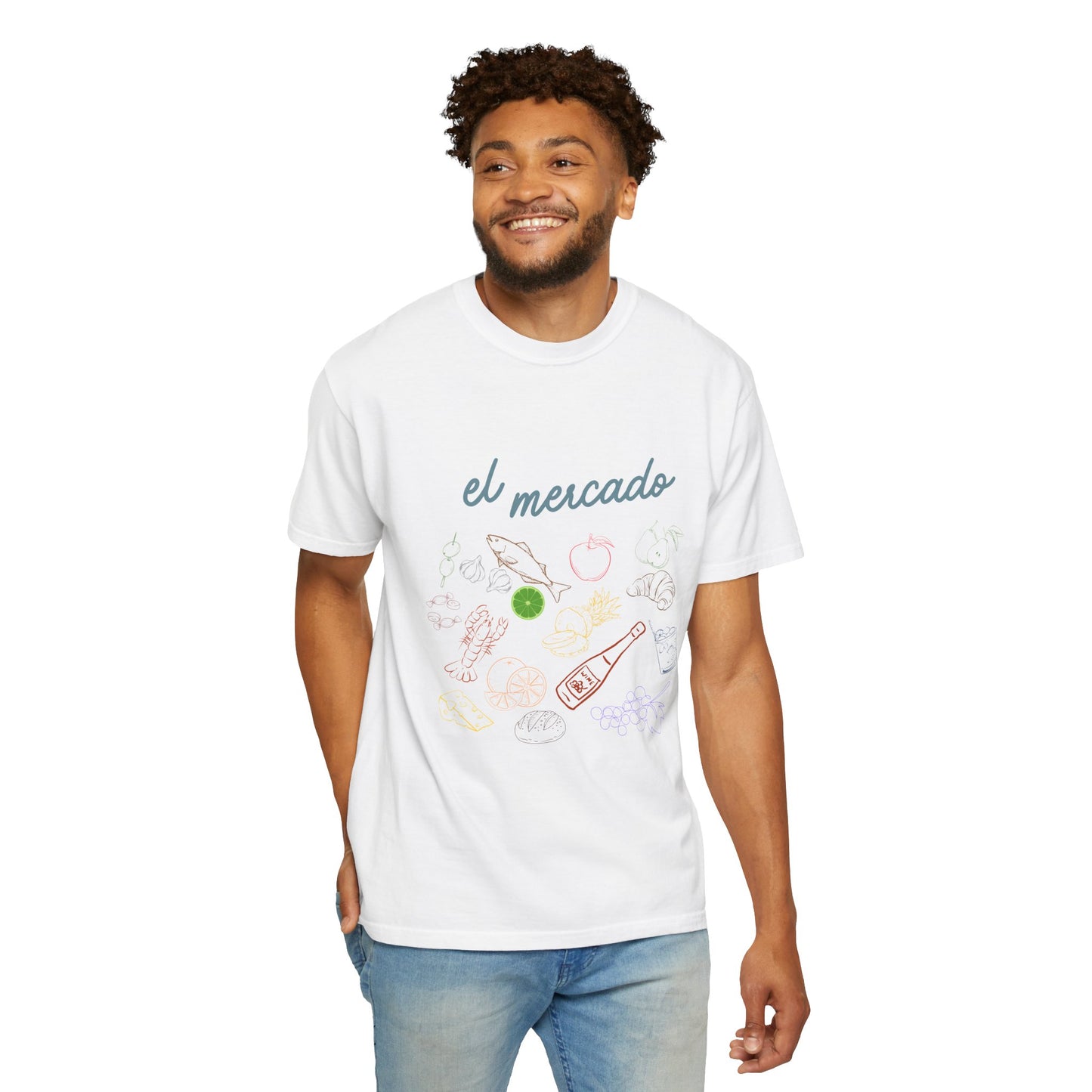 Whimsical Foodie T-Shirt - 'El Mercado' Graphic Design