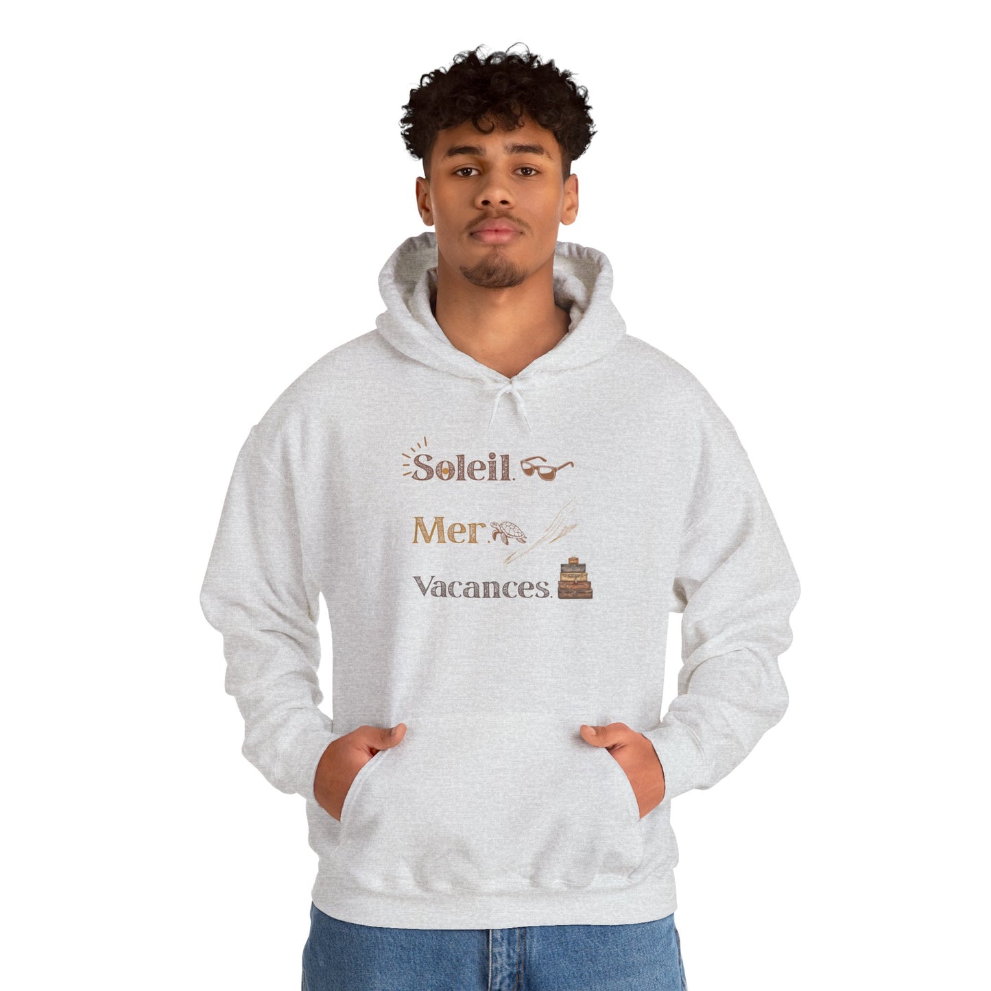 Soleil Mer Vacances Hoodie - Relaxing Beach Vibes Sweatshirt for Summer Getaways