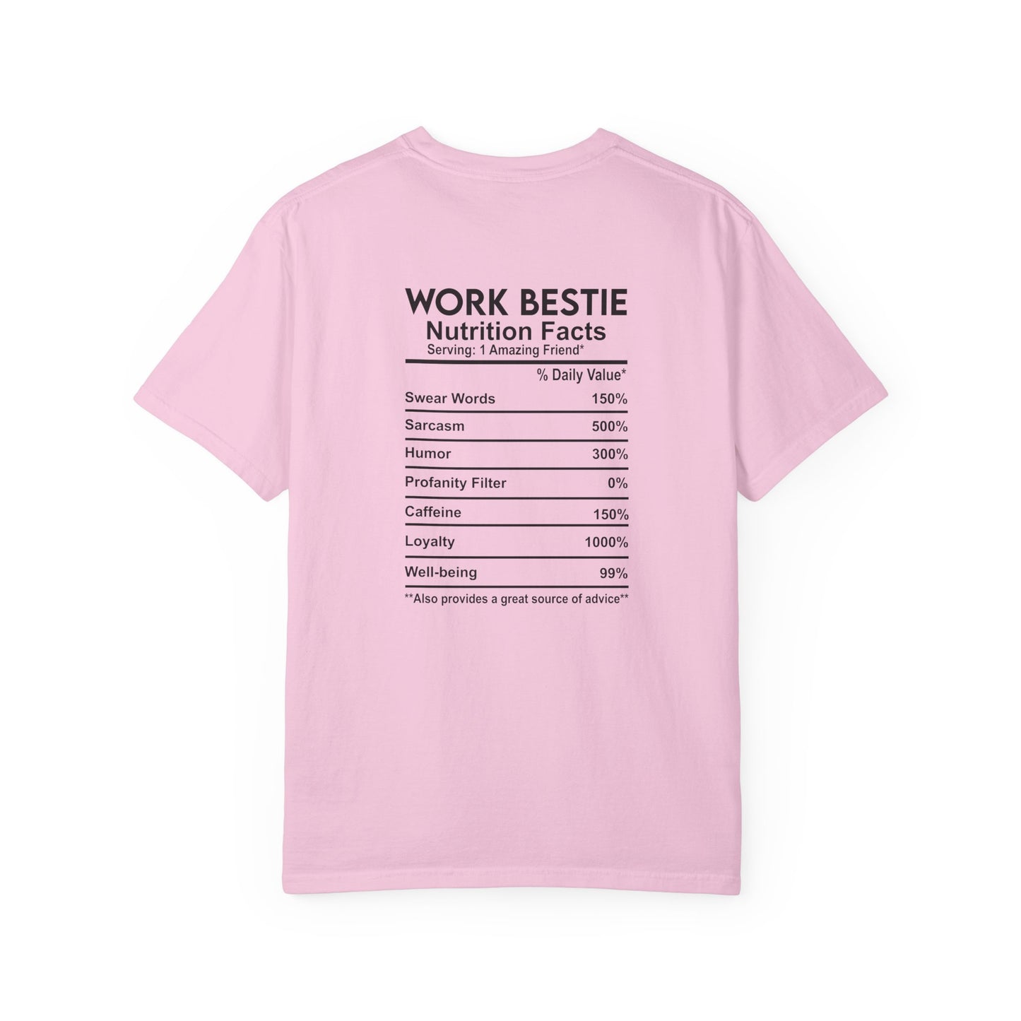 Bestie Nutrition Facts T-Shirt – Cute Work Bestie Gift for Her, Funny Best Friend Shirt, Double-Sided Graphic Tee, Unisex Comfort Fit