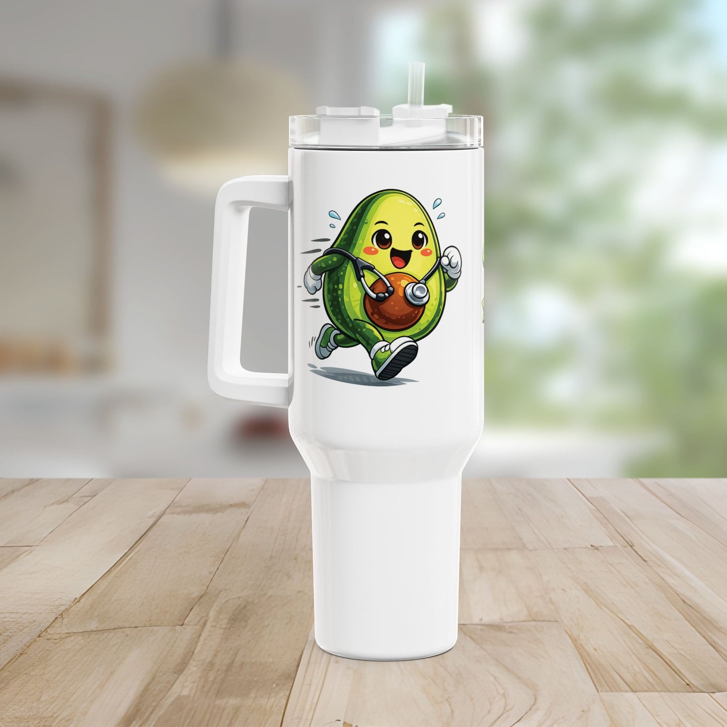 40oz Avocado Runner Tumbler – Cute Fitness Avocado Travel Mug for Vet, Animal Lovers, and Coffee Lovers