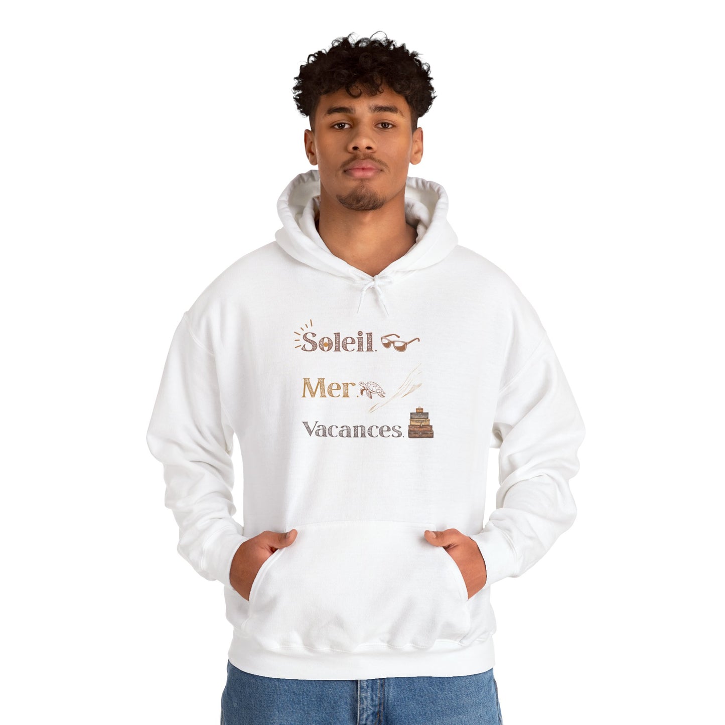 Soleil Mer Vacances Hoodie - Relaxing Beach Vibes Sweatshirt for Summer Getaways