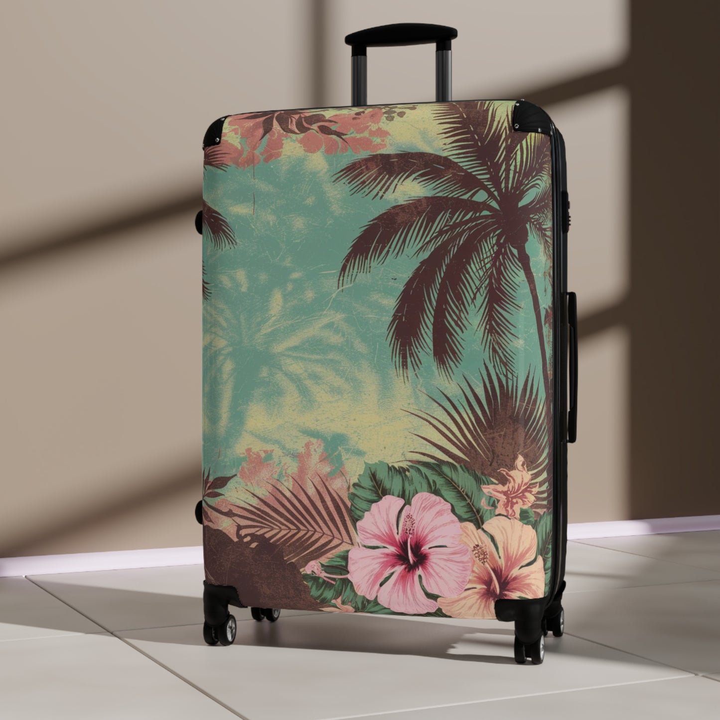 Tropical Floral Suitcase, Vacation Luggage, Travel Bag, Summer Trip Essentials, Beach Getaway Gear, Adventure Carry-On