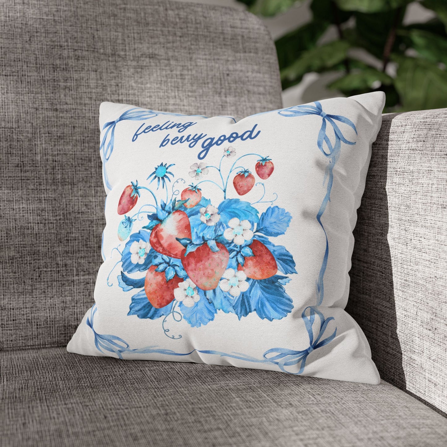 Vibrant Floral Pillowcase, Feeling Busy Good, Home Decor, Gift, Spring Celebration, Fruit Design, Couch Cushion