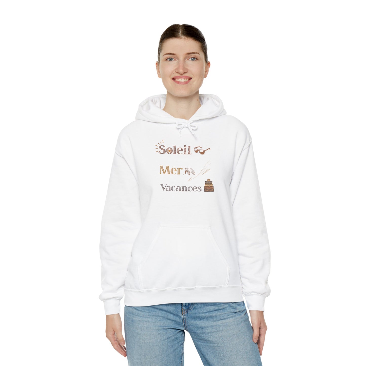 Soleil Mer Vacances Hoodie - Relaxing Beach Vibes Sweatshirt for Summer Getaways