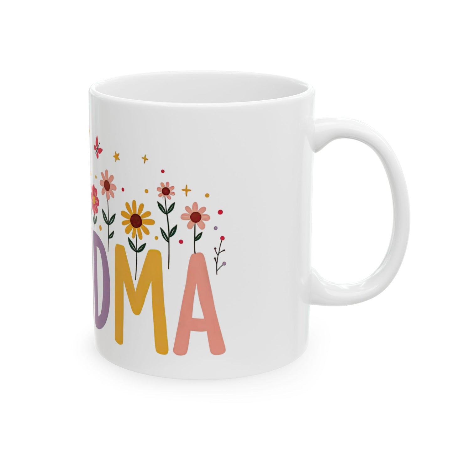 Flowered Grandma Ceramic Mug - Perfect Gift for Mother's Day or Birthdays