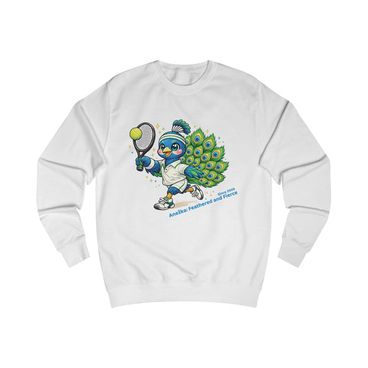 Peacock Tennis Sweatshirt — Cute Bird Tennis Player Graphic Crewneck