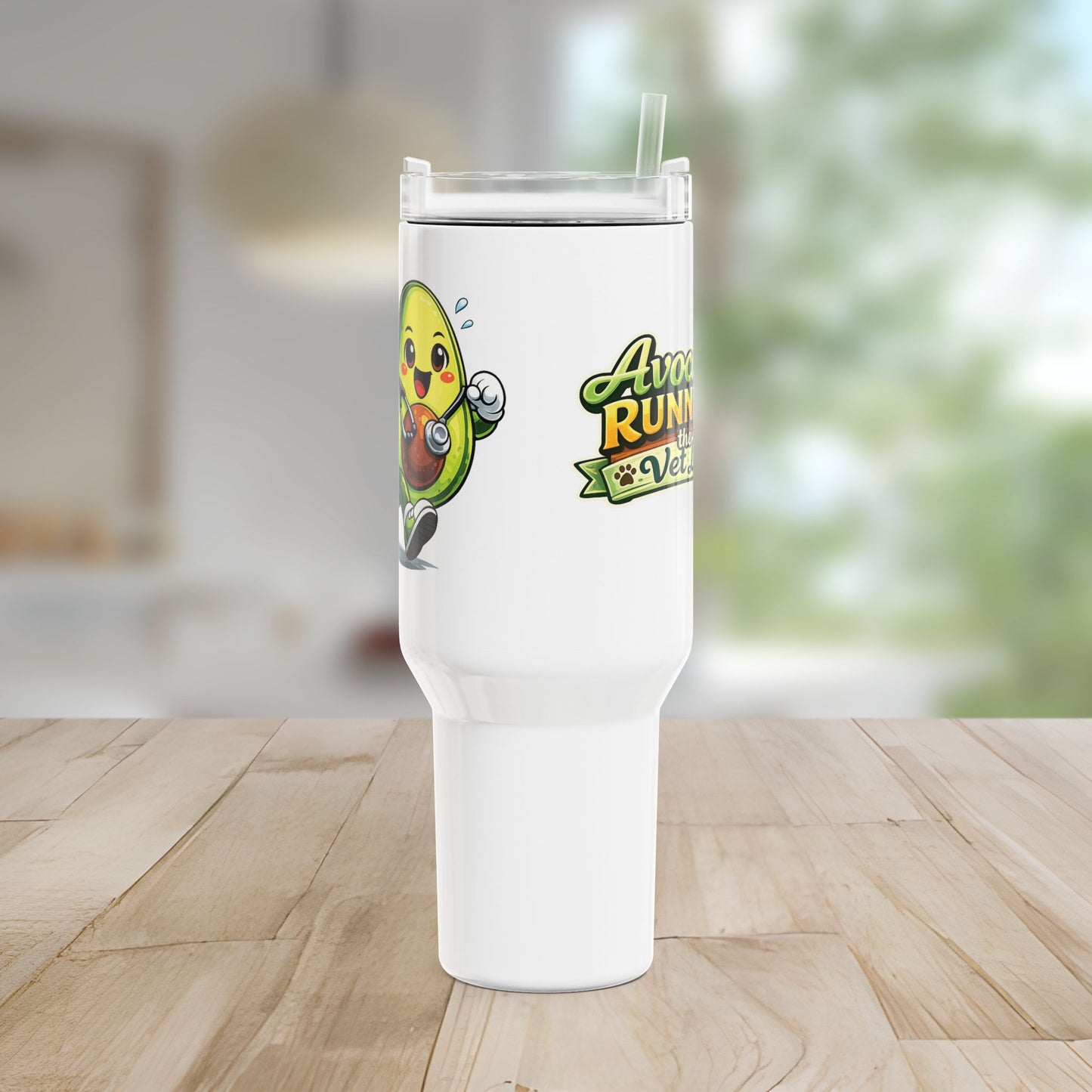 40oz Avocado Runner Tumbler – Cute Fitness Avocado Travel Mug for Vet, Animal Lovers, and Coffee Lovers