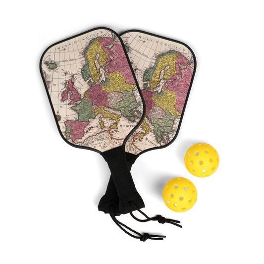 Vintage Map Pickleball Paddle Set - Perfect Gift for Sports Lovers