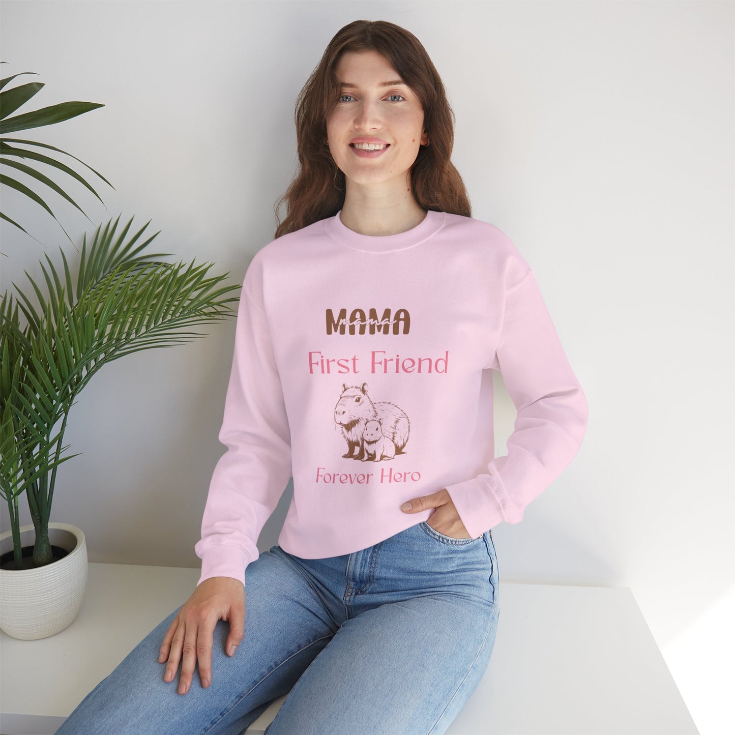 Mama's First Friend Sweatshirt – Cozy Gift for Moms, Baby Shower, Mother's Day, Family Celebration, Cute Gift Idea