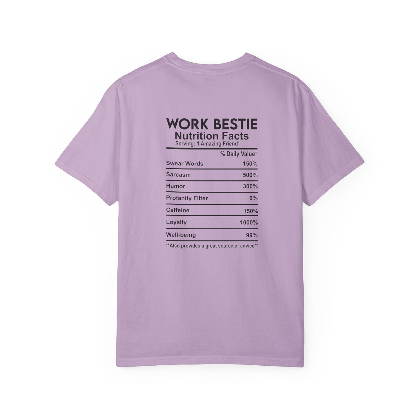 Bestie Nutrition Facts T-Shirt – Cute Work Bestie Gift for Her, Funny Best Friend Shirt, Double-Sided Graphic Tee, Unisex Comfort Fit