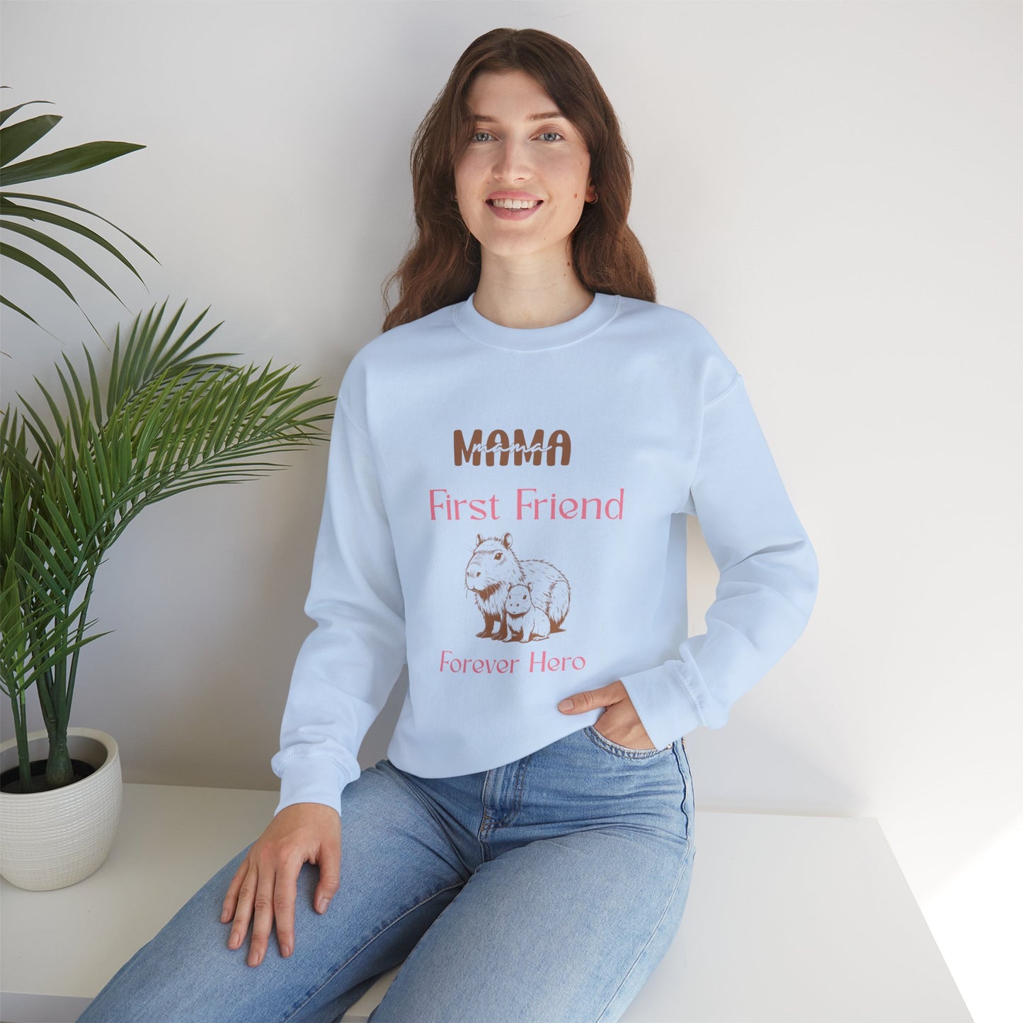 Mama's First Friend Sweatshirt – Cozy Gift for Moms, Baby Shower, Mother's Day, Family Celebration, Cute Gift Idea