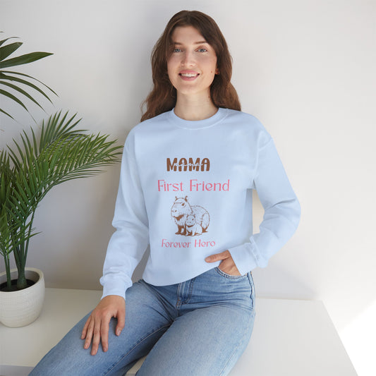 Mama's First Friend Sweatshirt – Cozy Gift for Moms, Baby Shower, Mother's Day, Family Celebration, Cute Gift Idea