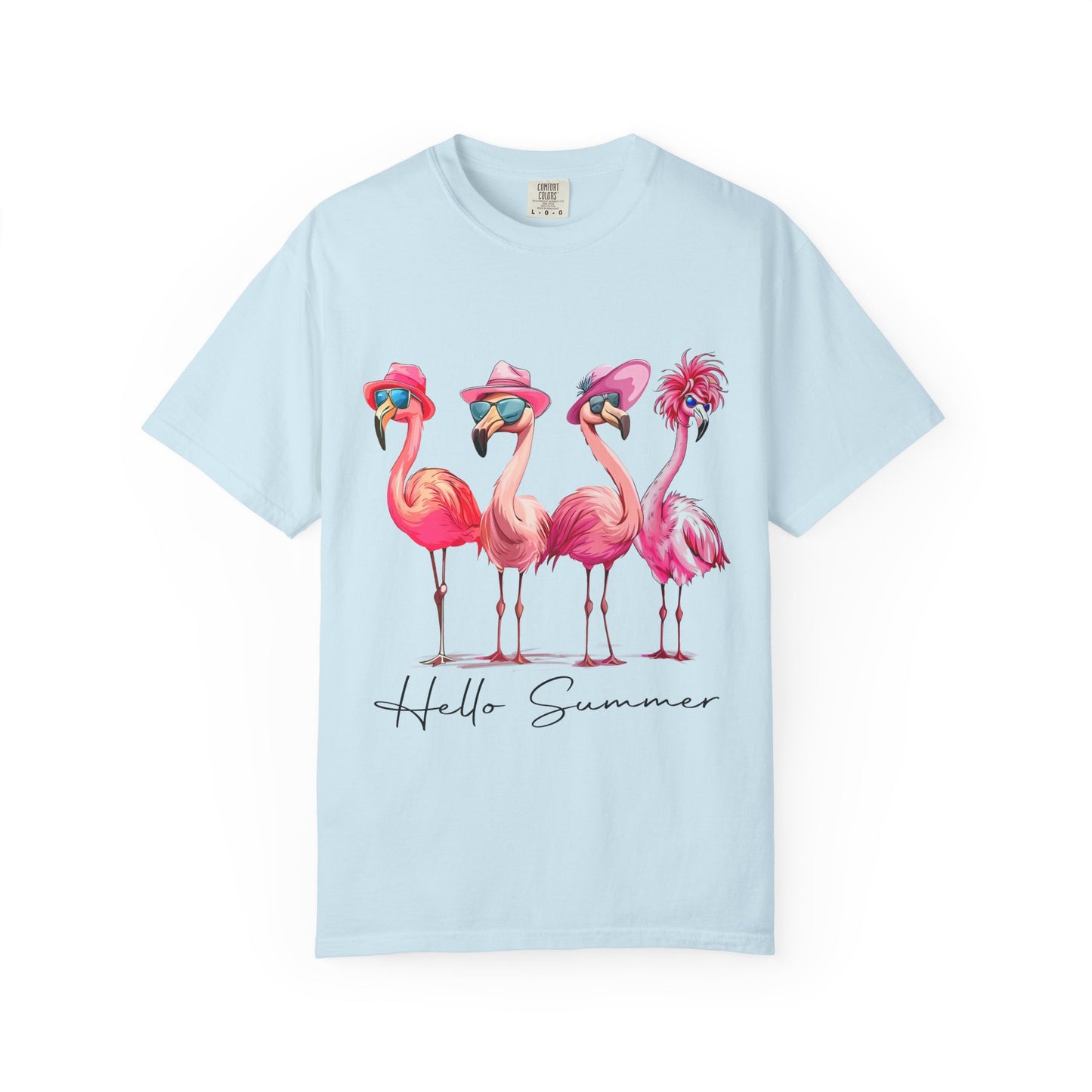 Hello Summer Flamingo T-Shirt - Garment-Dyed Tee for Beach Lovers